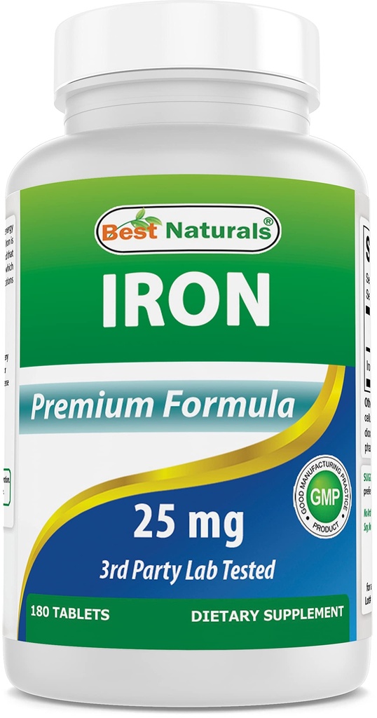 最高のナチュラルアイアンサプリメント(イロンビズグリシナート) - 25mg - 180錠 - 胃の優しい - 非便秘
