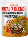 Ellie's Best 7 Mushroom Powder Extract Blend Supplement Organic 114 Servings High Potency Double Extracted Cordyceps, Reishi, Turkey Tail, Chaga, Lion's Mane - 4oz