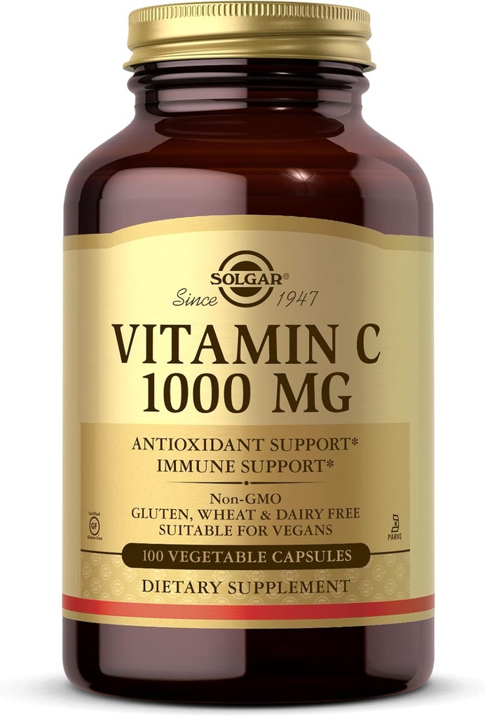 ソルガービタミンC 1000mg、100野菜カプセル - 抗酸化剤&免疫サポート - 全体的な健康 - 健康な皮膚と関節 - Bioflavonoidsサプリメント - 非GMO、ビーガン、グルテンフリー、コシャ - 100サービング