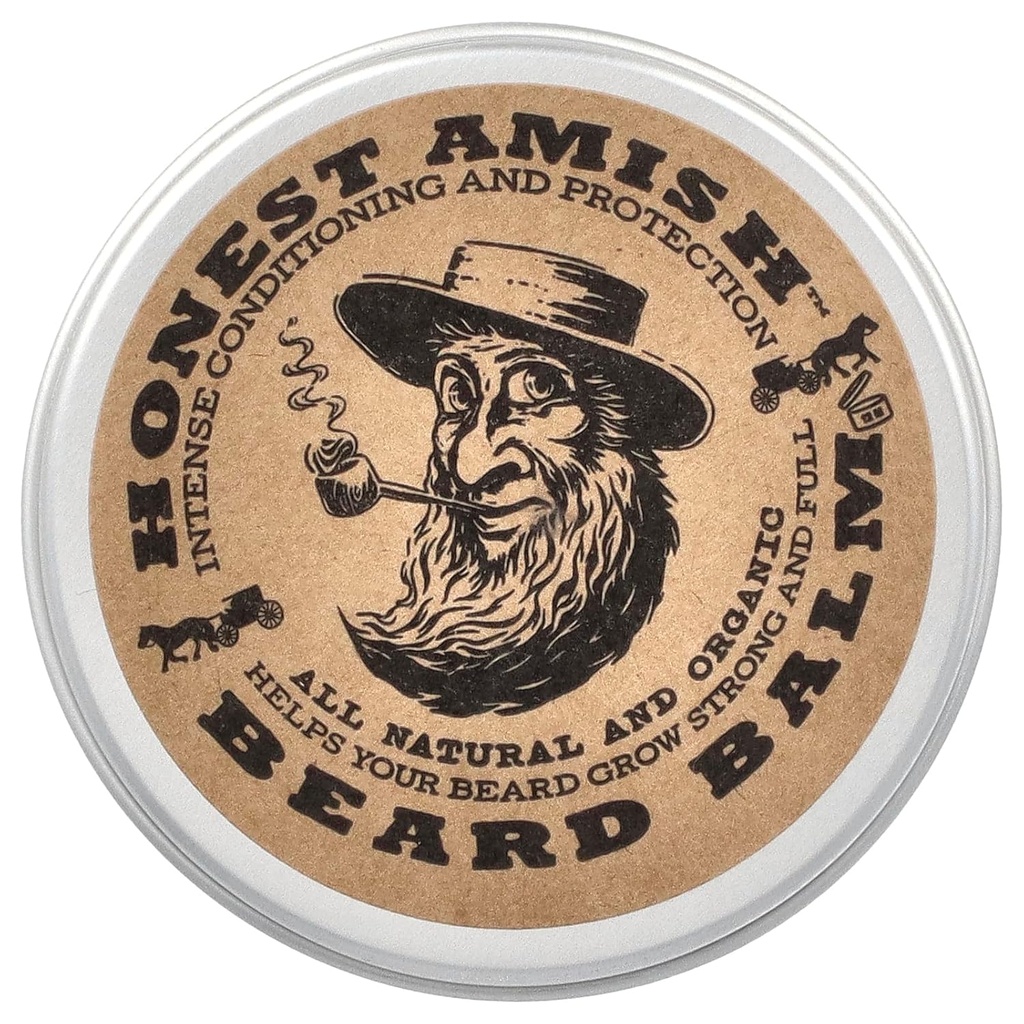 Honest Amish Beard Balm 葉のコンディショナ - 天然成分と有機成分のみで作られた - 2 Ounce Tin