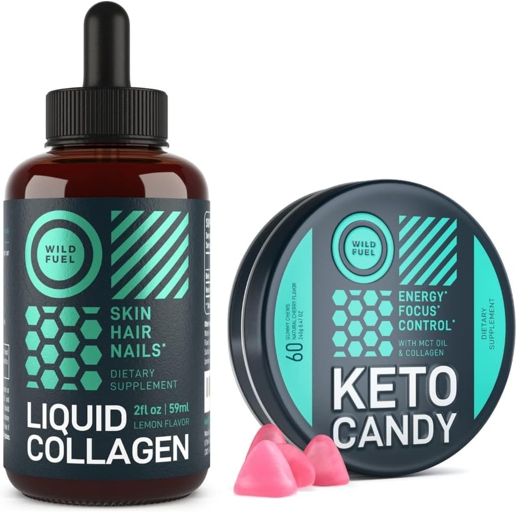 WILD FUEL Liquid Collagen and Keto Candy Beauty and Fitness Bundle