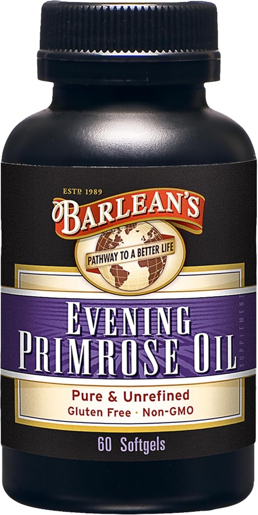 Barlean's Evening Primrose オイル Softgels with Gamma-Linolenic 酸(GLA) - 非GMO、グルテンフリー - 60 ソフトゲル
