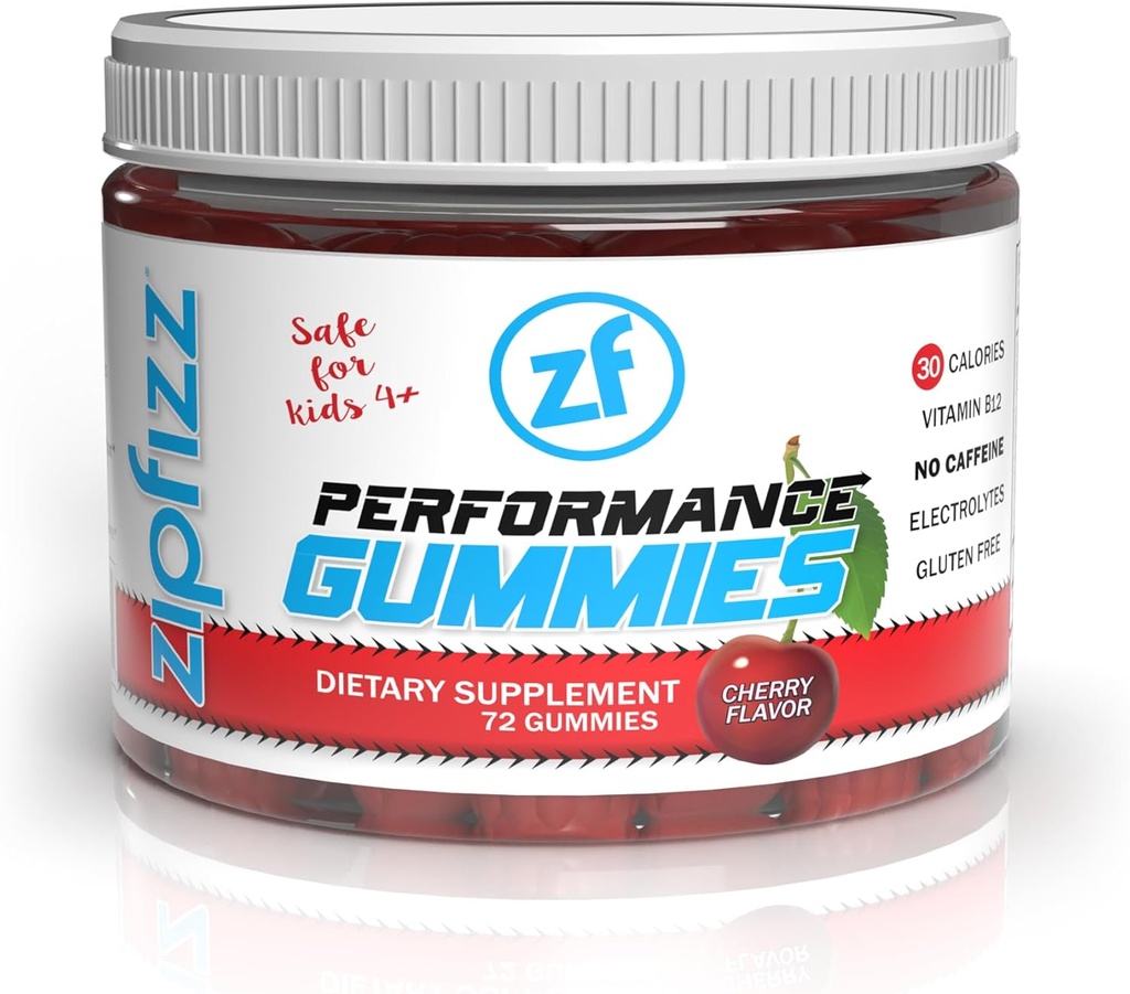 Zipfizz Perform Gummies - Delicious Fruit-Infused Supplement with B6, B12, and Vitamin C for Athletes Ages 4+ | 3 Gummies Per Serving, 24 Servings | Supports Energy, Endurance, and Recovery