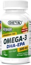 DEVAビーガンオメガ-3 DHA-EPA 500MG - カラギーナンなし, 藻類から派生しない油, 非GMO, 60 ゼラチンフリーソフトゲル