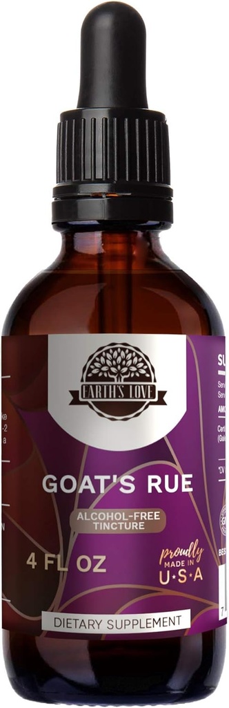 地球の愛 - Goat's Rueアルコールフリーハーブエキスチンチャー、超濃縮Goat's Rue(Galega officinalis)乾燥ハーブ(4 Fl Oz)