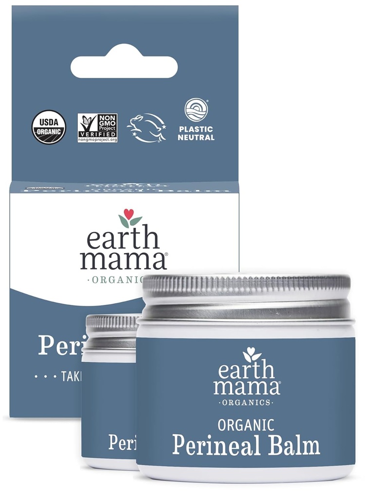 地球のママの有機性Perineal Balm   自然にWitch Hazel & Calendula、フェミニンケアエッセンシャル、ベンゾカインまたはブタン、2-Oz(2-Pack)で妊娠および産後の救済のための草のサーブを冷却して下さい