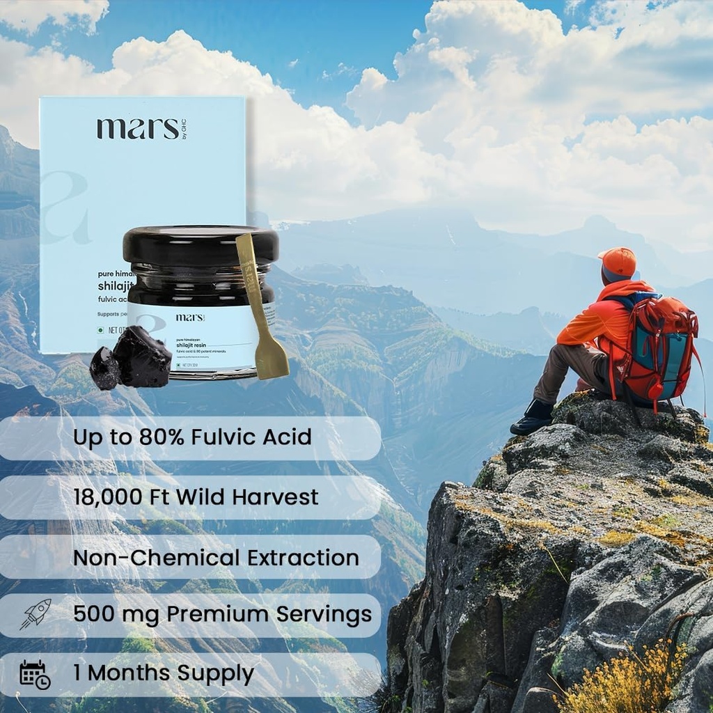 火星ヒマラヤの有機性シラジト樹脂 | ヒマラヤの天然樹脂 | 粘度・エネルギー・総合ウェルネス | 15g | 1パック