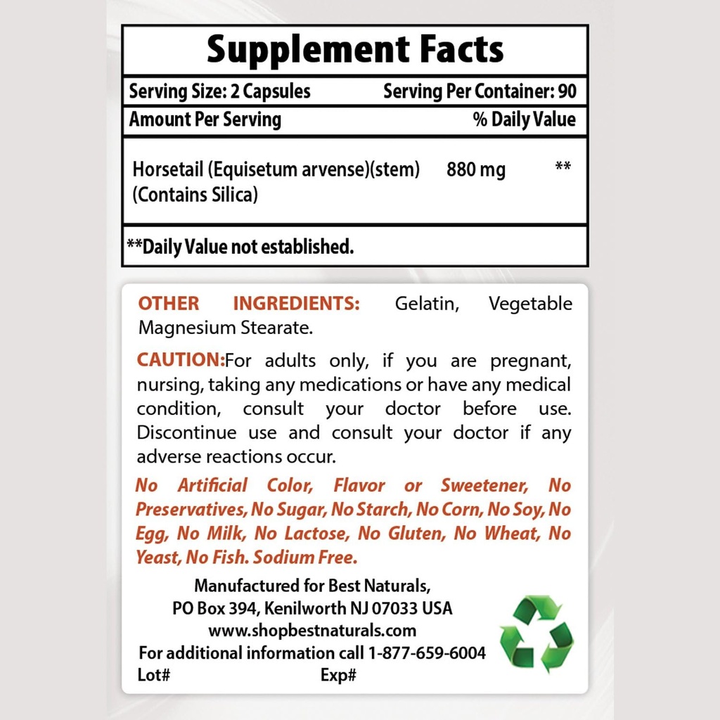 最高のNaturalsの馬尾440のmg及びAshwagandhaのエキス500のMg