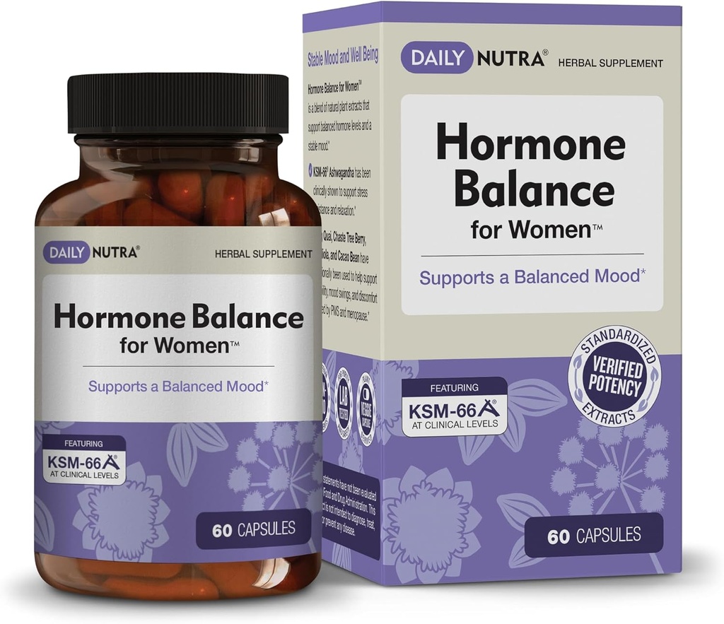 ホルモンバランス - 女性のセロトニンサプリメント - KSM-66 Ashwagandha、ドンキア、チェストツリーベリー、Rhodiola、およびココア豆エキス - 女性ホルモン、PMS、更年期(60カプセル)