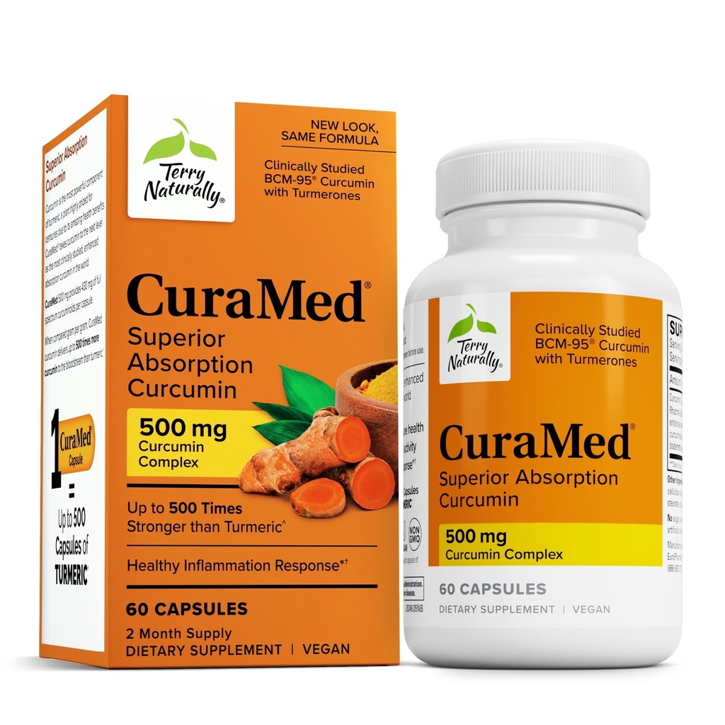 テリー自然にCuraMed 500mg - 脳および免疫の健康サポートのための酸化防止サプリメント - クルクミン&ターメリックエッセンシャルオイルとサプリメント - ハーブ肝臓サポート - 60 Softgels