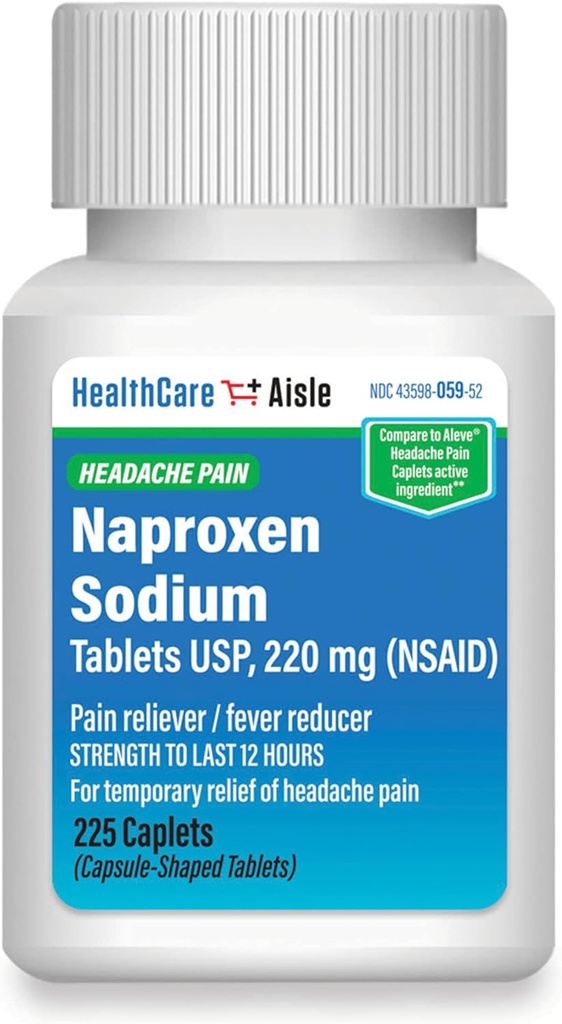 HealthCareAisle Naproxenナトリウム、220 mg - 225カプレット - 頭痛の痛みの回復、最大12時間の救済