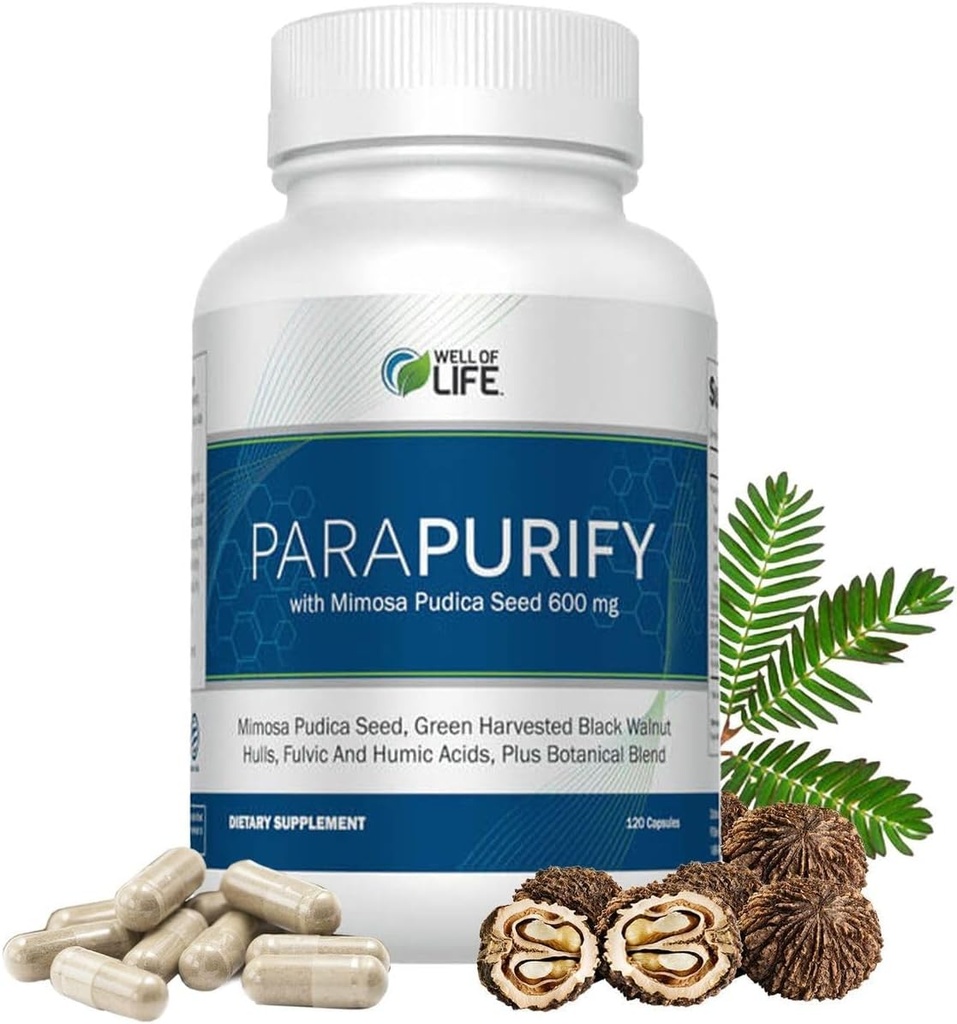ParaPurify-120カプセル:消化の健康サポートサプリメントは、ミモサPudicaブラッククルミ最高栄養 - 有機式、非GMOオールナチュラルハーブブレンド、最適な腸の健康