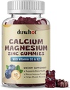 Calcium Magnesium Zinc Gummies for Women, Chewable Calcium Supplement 1000 mg Vitamin D3 & K2, Bone & Nerve Health, Muscle Function, Immune Support & Stress Relief, Blueberry Flavor, 60 Ct