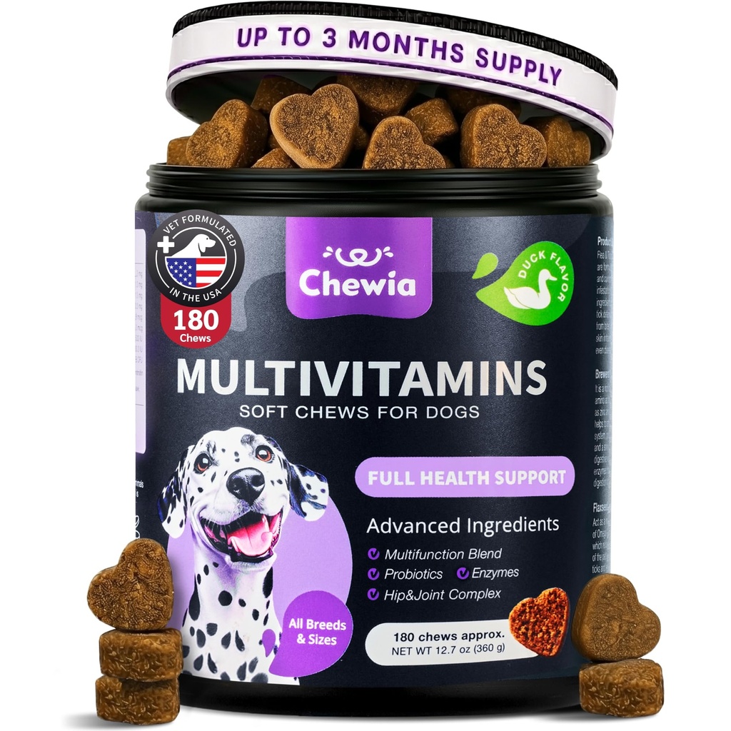 犬のビタミン 15 に 1 - 犬のマルチビタミン ヒップ&関節の健康のためのMSMと咀嚼 - 犬の痛みの軽減のためのサプリメント - 犬の免疫サポートのためのマルチビタミン - 皮膚&コート、モビリティサポート