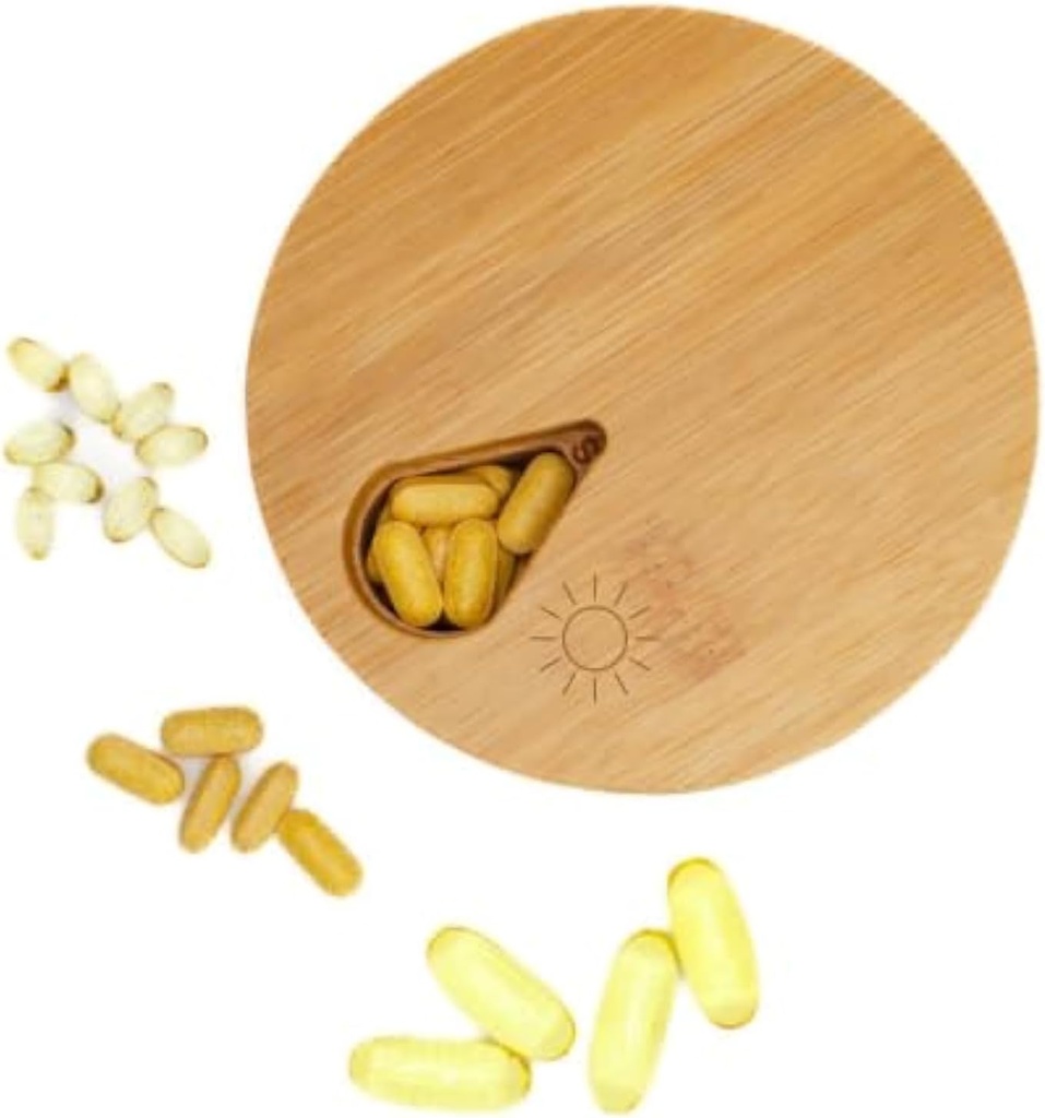 医学のオルガナイザー 週刊木、旅行丸薬のオルガナイザーおよび丸薬のホールダー、ビタミンの薬の丸薬のオルガナイザーの箱、丸薬箱の日、改良された設計は週の日および固体木製のふた(午前)と