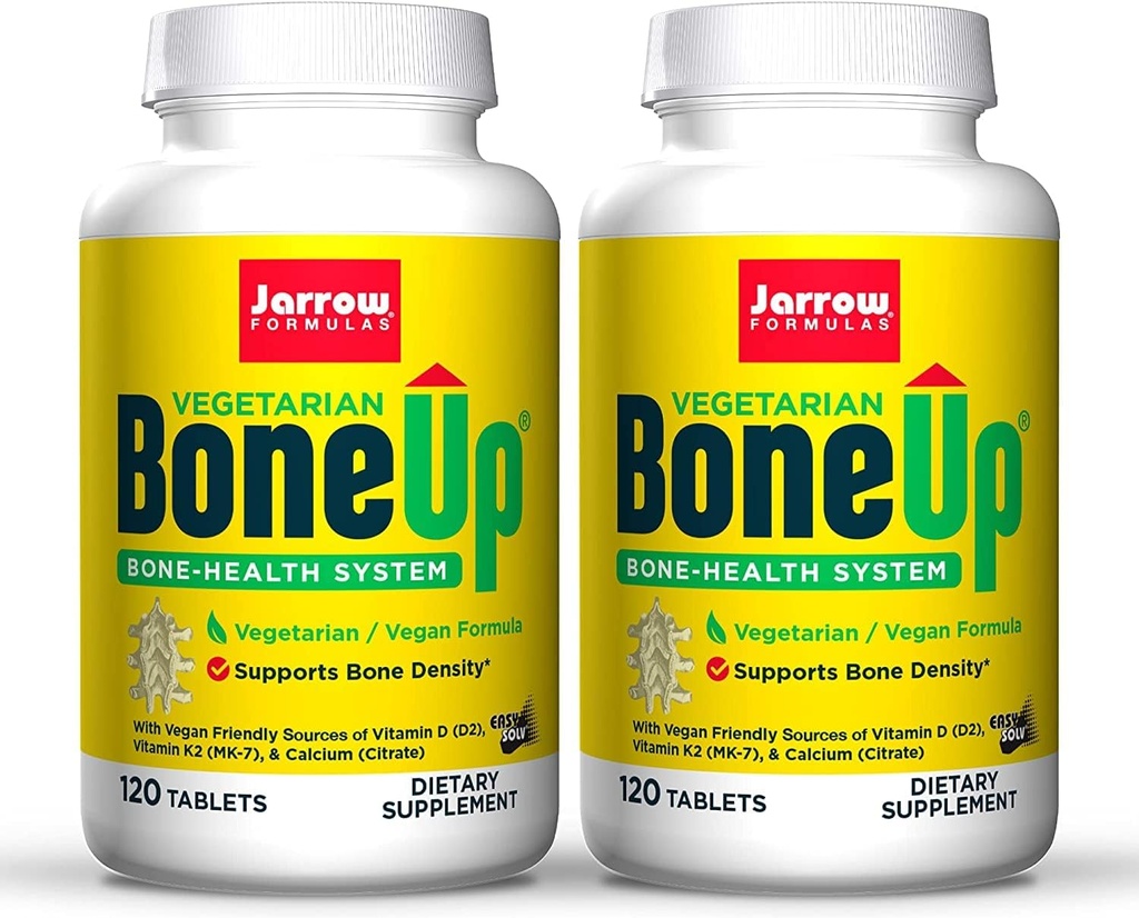 JarrowフォーミュラBoneUpベジタリアン - 120錠、Bone Healthのためのベジタリアン/ビーガンサプリメント - ビタミンD3、ビタミンK2(MK-7)&カルシウム - 120トータルサービス