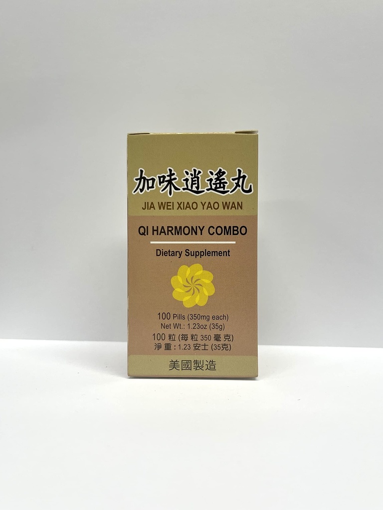 Qiハーモニーコンボ - Jia Wei Xiao Yao Wan Herbal Supplementは、米国で作られた350mg 100丸薬を発汗、疲労のために役立ちます