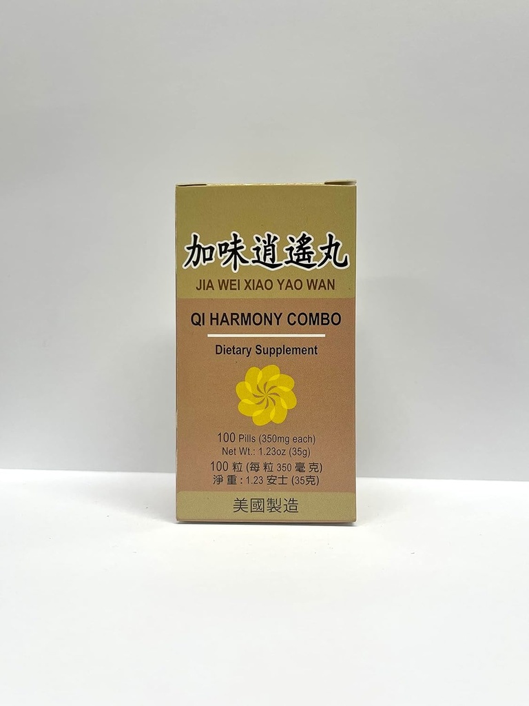 Qiハーモニーコンボ - Jia Wei Xiao Yao Wan Herbal Supplementは、米国で作られた350mg 100丸薬を発汗、疲労のために役立ちます