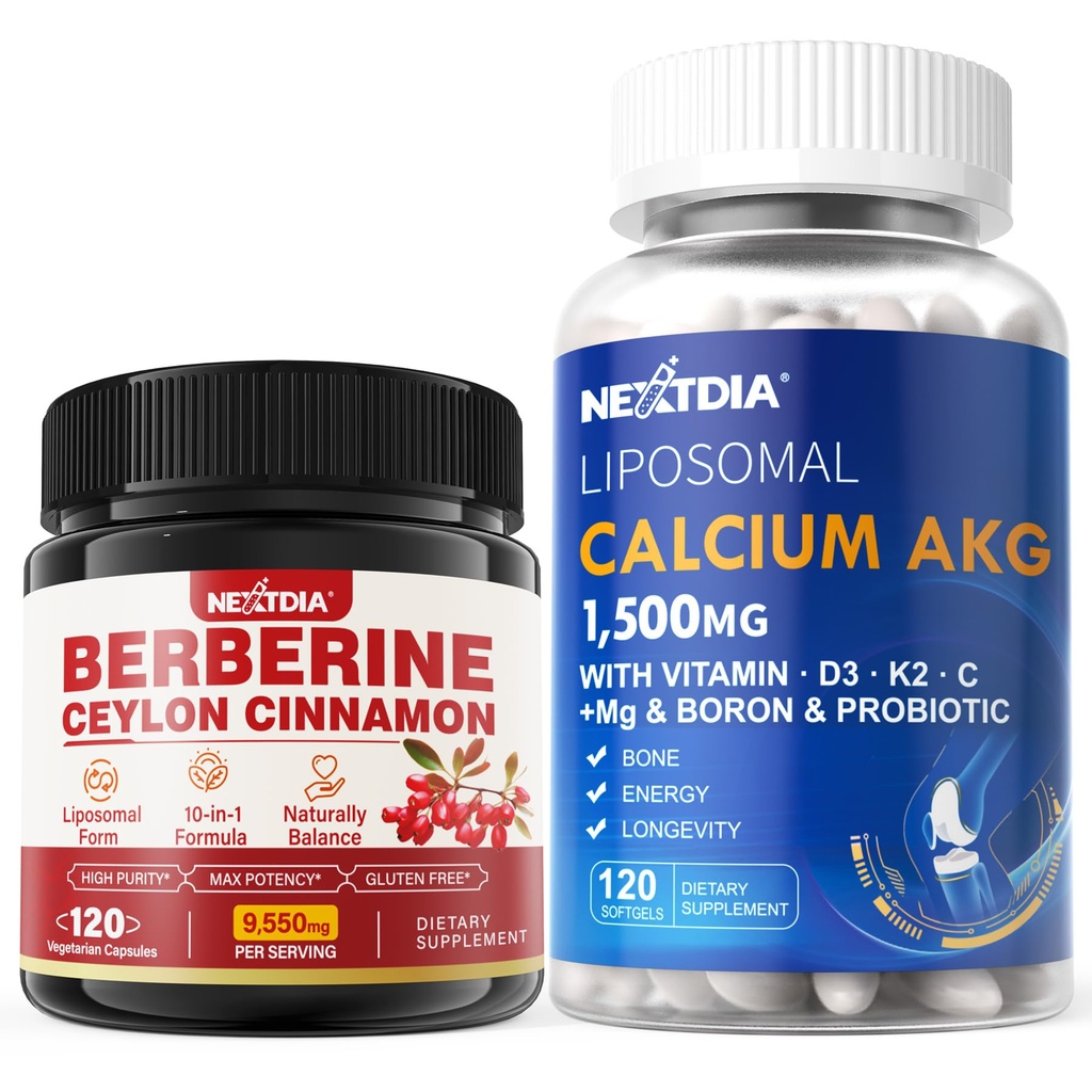 Berberineの補足1500mg + LiposomalカルシウムAKGの補足1500mg