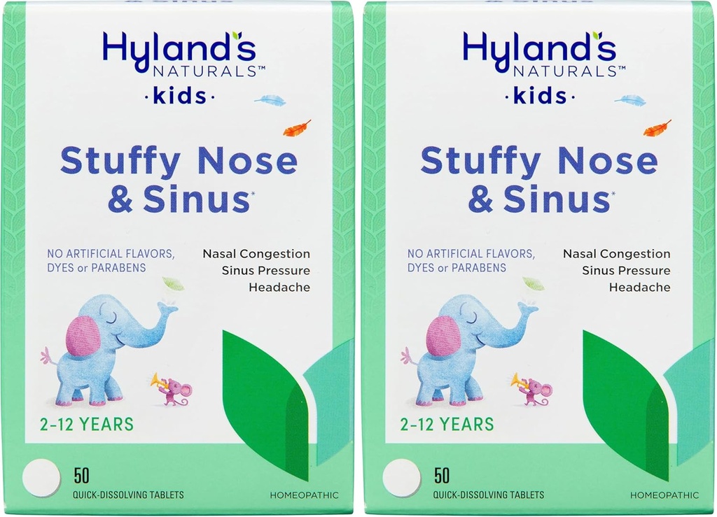 ハイランドのナチュラルズキッズは、鼻鼻と鼻のタブレット、子供のための風邪とアレルギー薬の年齢2と上、頭痛の救済と鼻のDecongestant、クイック解散タブレット、50カウント(パッケージ2)