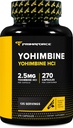 PrimaForce Yohimbine HCl 2.5mg、270カプセル - プレミアムサプリメント、ブーストパフォーマンス、ゼロフィラー、非GMOおよびグルテンフリー