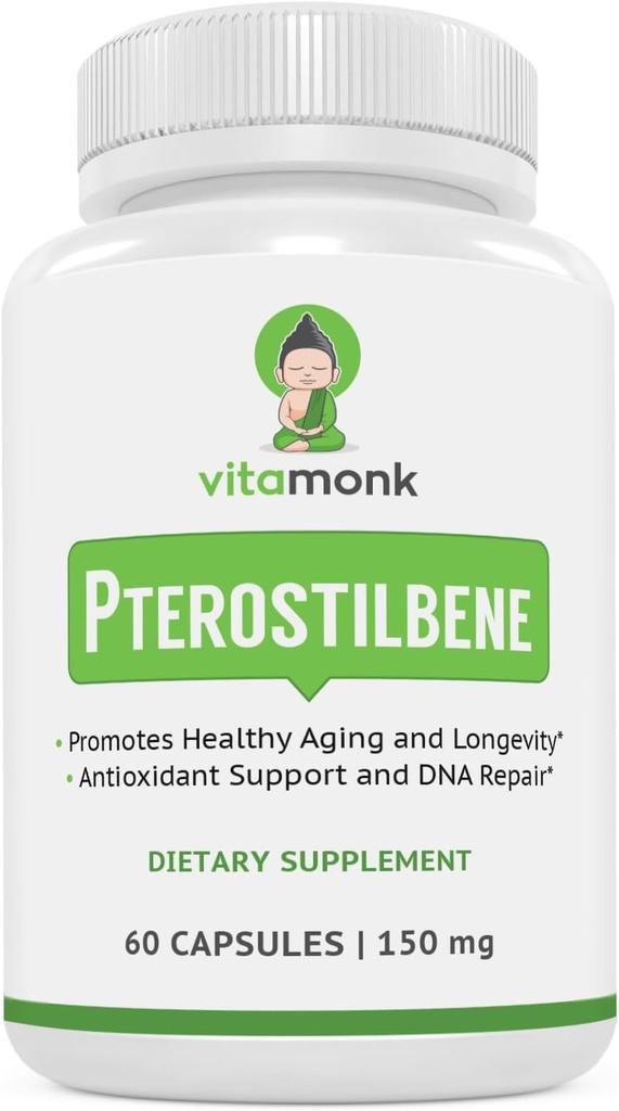 VitaMonk Pterostilbene 150mgカプセル人工フィラーなし - 健康な老化と長寿を促進する大豆無料トランスPterostilbeneサプリメント - 60ベジギーキャップ - 改善されたResveratrol