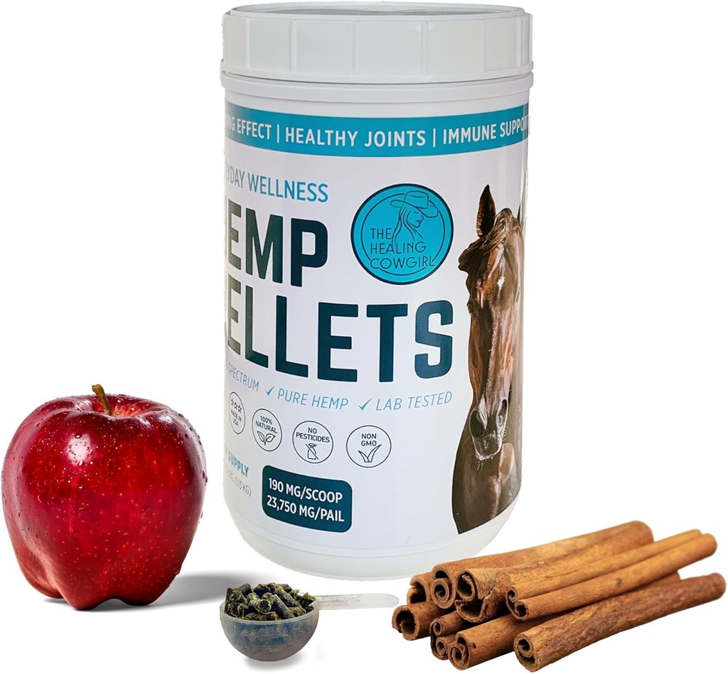 Everyday Wellness Hemp Pellets for Horses (2.5 lbs) w/Apple Cinnamon Flavor - Calming - Healthy Joints & Mobility - Allergies - Equine Care - 62 Day Supply (Twice/Day)