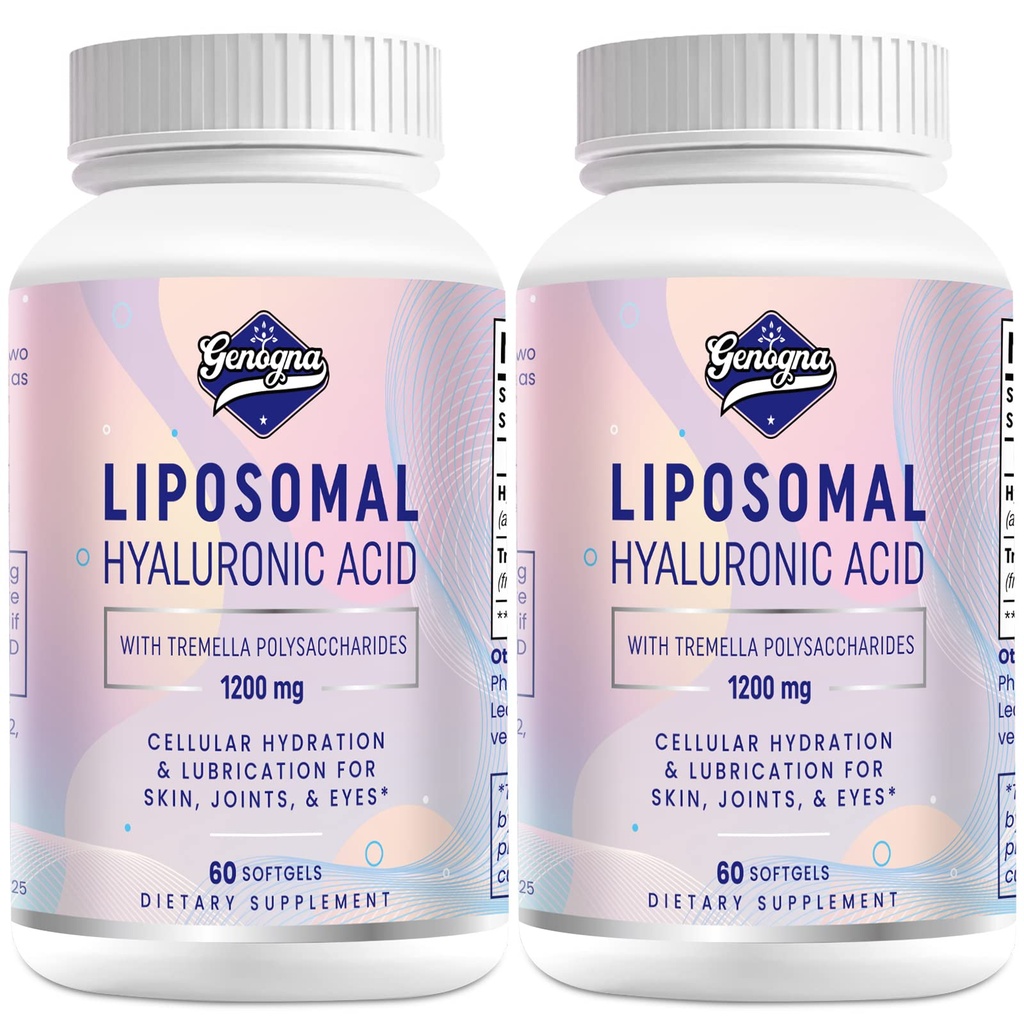 Liposomal の Hyaluronic の酸は 1000mg-high の生物学的に利用できる食事療法の Hyaluronic のカプセルと 200 の mg Tremella の二重強さの皮の加水、接合箇所の潤滑、2 のパックのための多糖類を補います