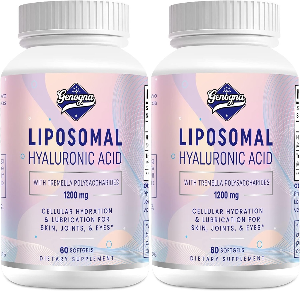 Liposomal の Hyaluronic の酸は 1000mg-high の生物学的に利用できる食事療法の Hyaluronic のカプセルと 200 の mg Tremella の二重強さの皮の加水、接合箇所の潤滑、2 のパックのための多糖類を補います