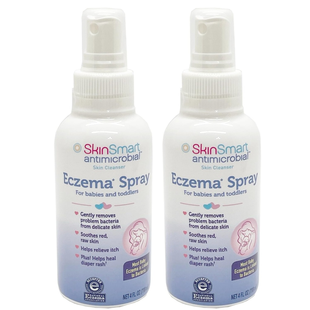 赤ちゃんやトドルのためのSkinSmart Eczemaスプレー, 細菌を除去するので、皮膚は治癒することができます, 4 Ounceスプレー (パック 2) 乾燥剤と生皮のために安全
