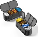 ウィークリーピルオーガナイザー旅行、2/3/4 日、ダブルシードオープンデザイン、魚油/メディケーション/ビタミン/サプリメント(2PCブラック)を保管するためのポータブルピルボックス