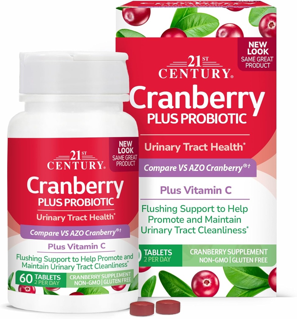 21st Century Cranberry Plus Probiotic Tablets, 60 Count