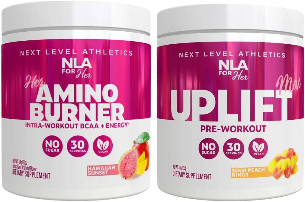NLA for Her Pre/Intra Workout Stack(Thermogenic Amino Hawaiian SunsetとUplift Max Pre Workout Sour Peach Ringsを含む)