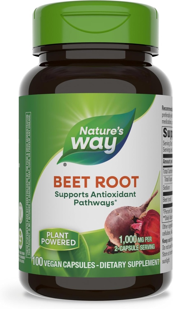 Nature's Way Beet Rootカプセル、アンチオキシダントパスウェイをサポート*、Neutralize Free Radicals*、1000 mg / 2-カプセルサービング、ビーガン、100カウント(パッケージ5月Vary)