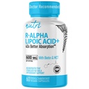 Nutri R アルファ リポ酸 600 mg カプセル - R リポ酸ビチンで安定 - R-ALA のアクティブ フォーム - 600 mg の臨床投与量 - 強力なセルラー エネルギー サポート - 60 ビーガンカプセル - RALA