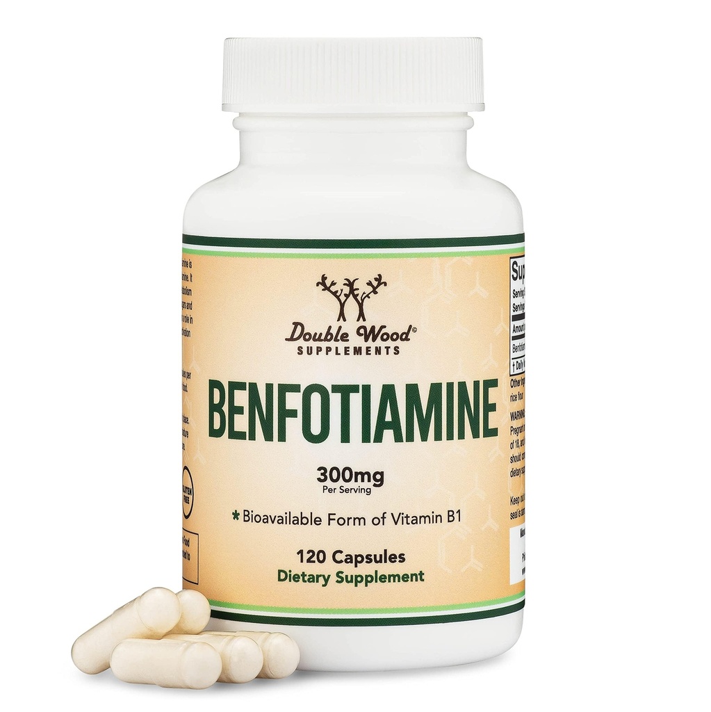 Benfotiamine 300mg サービング (Third Party Tested, 120 Capsules, 150mg per Cap) Non-GMO, Thiamine B1 レベルをブーストする (Third Party Tested, 120 Capsules, 150mg Per Cap) 非 GMO, (Third Party Tested Than Thiamine, Fat Soluble より吸収性) ダブルウッド