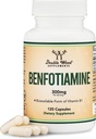 Benfotiamine 300mg サービング (Third Party Tested, 120 Capsules, 150mg per Cap) Non-GMO, Thiamine B1 レベルをブーストする (Third Party Tested, 120 Capsules, 150mg Per Cap) 非 GMO, (Third Party Tested Than Thiamine, Fat Soluble より吸収性) ダブルウッド