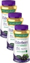 Nature's Bounty Elderberry Gummies、栄養補助食品、免疫健康をサポートし、ビタミンA、C、D、E、亜鉛、100mg、70グミ(パッケージ3)