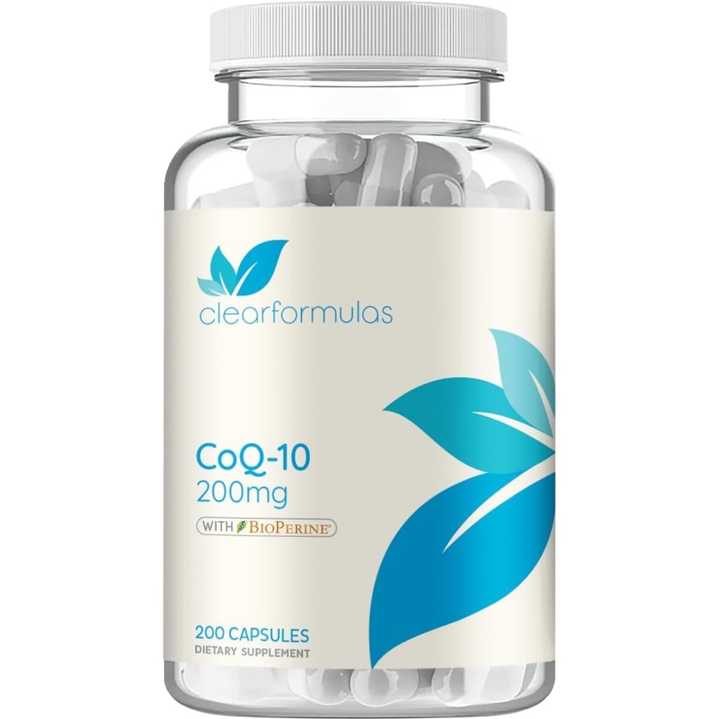 BioPerineとCoQ10 200mg - 心臓エネルギーおよび老化サポートのための吸収の補酵素Q10 200mgの強力な酸化防止剤-高い安定性CoQ10のUbiquinoneの帽子-cGMP米国の実験室(200のサービング)でなされる