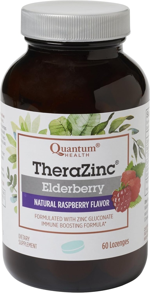 Quantumの健康のTheraZincのElderberry Lozenges、免疫サポート、60の計算のための亜鉛Gluconateとなされる