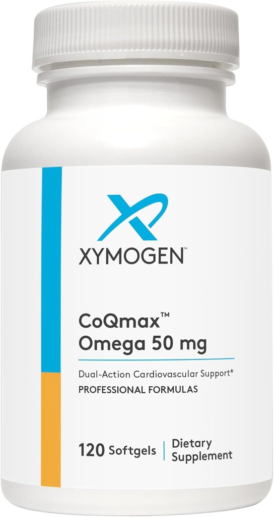 XYMOGEN CoQmax Omega 50 mg - CoQ10 +フィッシュオイルオメガ3サプリメント - デュアルアクションハート健康サポート - Coenzyme q10 + EPA DHA(120 Softgels)の3Xグレーター吸収のための専門魚油