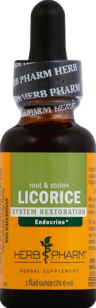 Herb Pharm Certified Organic Licorice Liquid Extract for Endocrine System Support - 1 Ounce (DLIC01)