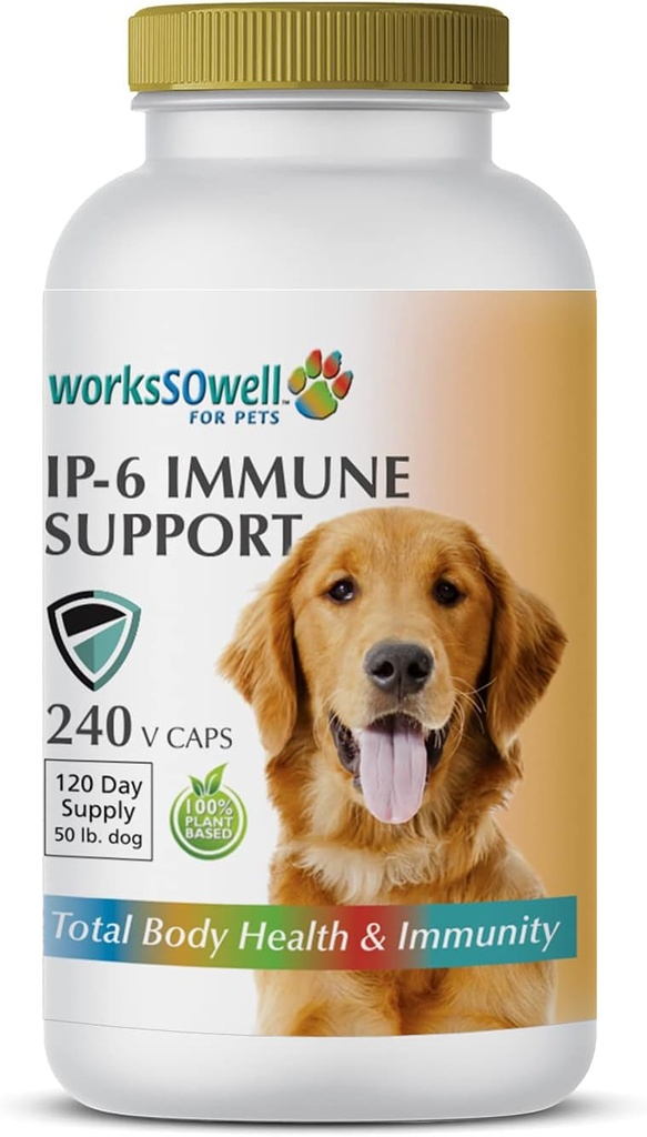 1-TDC WorksSoWell IP-6 犬のための免疫サポート - 240 V-Caps - 健康な骨、歯、腎臓、肝臓機能と心臓の健康を促進するのに役立ちます - 全身の健康と免疫
