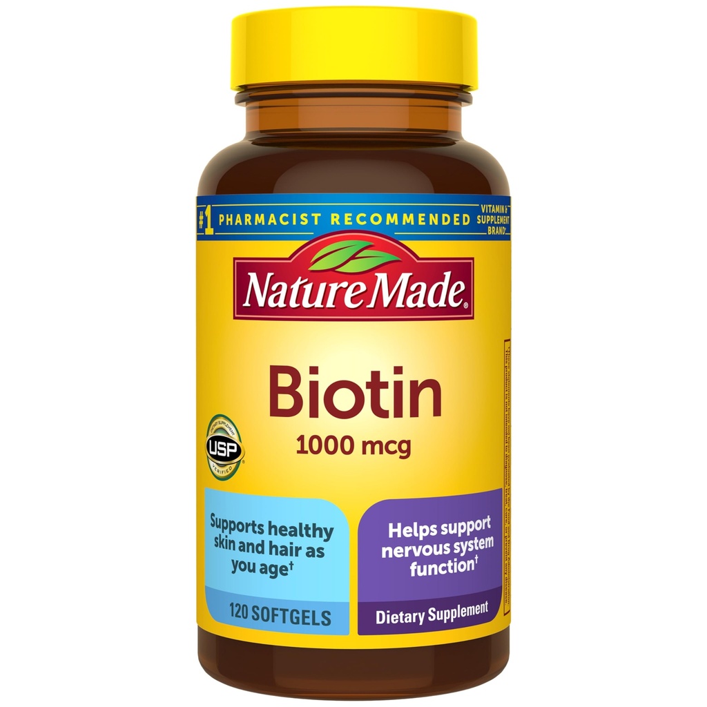 自然はBiotinを1000のmcgのSoftgels、Biotinのビタミンの食事療法の補足、サポート健康な毛及び皮、120のSoftgelsの120日の供給作りました
