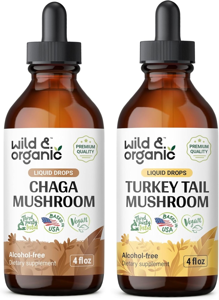 ワイルド&オーガニックチャガマッシュルーム 4 fl oz&トルコテールマッシュルーム 4 fl oz