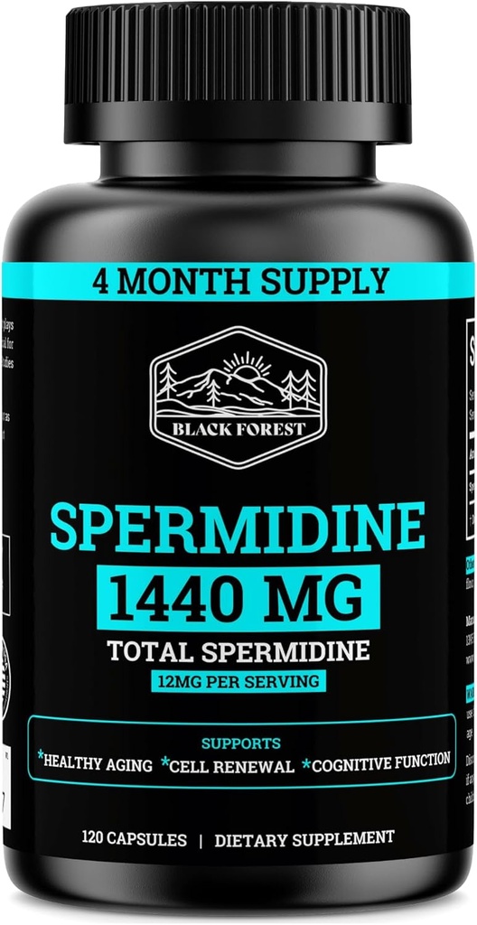 Spermidineの補足(女性及び人のための99%の純粋なSpermidineの補足の1440mg) 4か月の供給(WheatのGermのエキスより有効な100X)細胞の健康、反老化及びエネルギーのためのサービングごとの12MGS