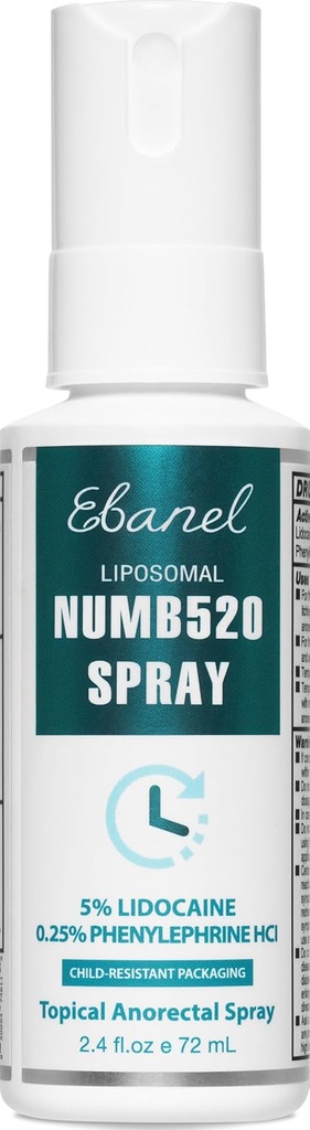 Ebanel 5%のリドカインのスプレーの痛みの軽減のNumb520は皮、局所のためのPhenylephrineの局部麻酔のpostpartumの痔の処置のための痛みの軽減のNumb520の傷の軽減のNumbingのスプレーを燃やします