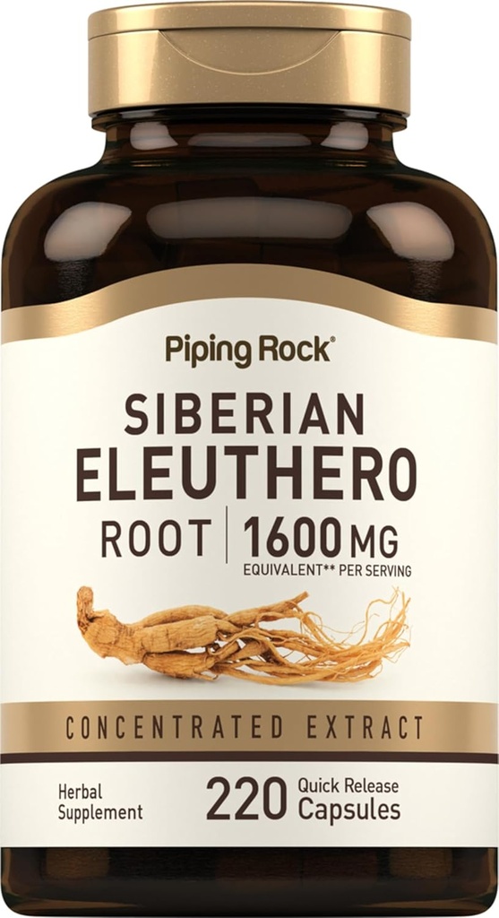 パイピングロックシベリアエリュートヒーロールートカプセル1600mg | 220カウント | 濃縮ハーブエキス | 非GMO、グルテンフリーサプリメント