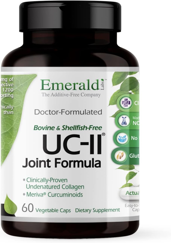 EMERALD LABS UC-II Joint Formula - Made with Undenatured Collagen Type II, Bioperine, Curcuminoids & More for Muscle & Joint Health & Mobility & Flexibility Support - 60 Vegetable Capsules
