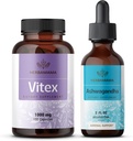 HERBAMAMA VitexとAshwagandhaキット - 1000mg Vitex Chasteberryカプセルのバンドル&Ashwagandha液体ドロップ2オンス - ビーガン、非GMO、砂糖&アルコールフリー - 2パック
